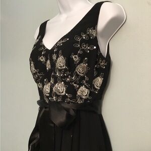 R&M Richards Black Dress with Silver Embroidery